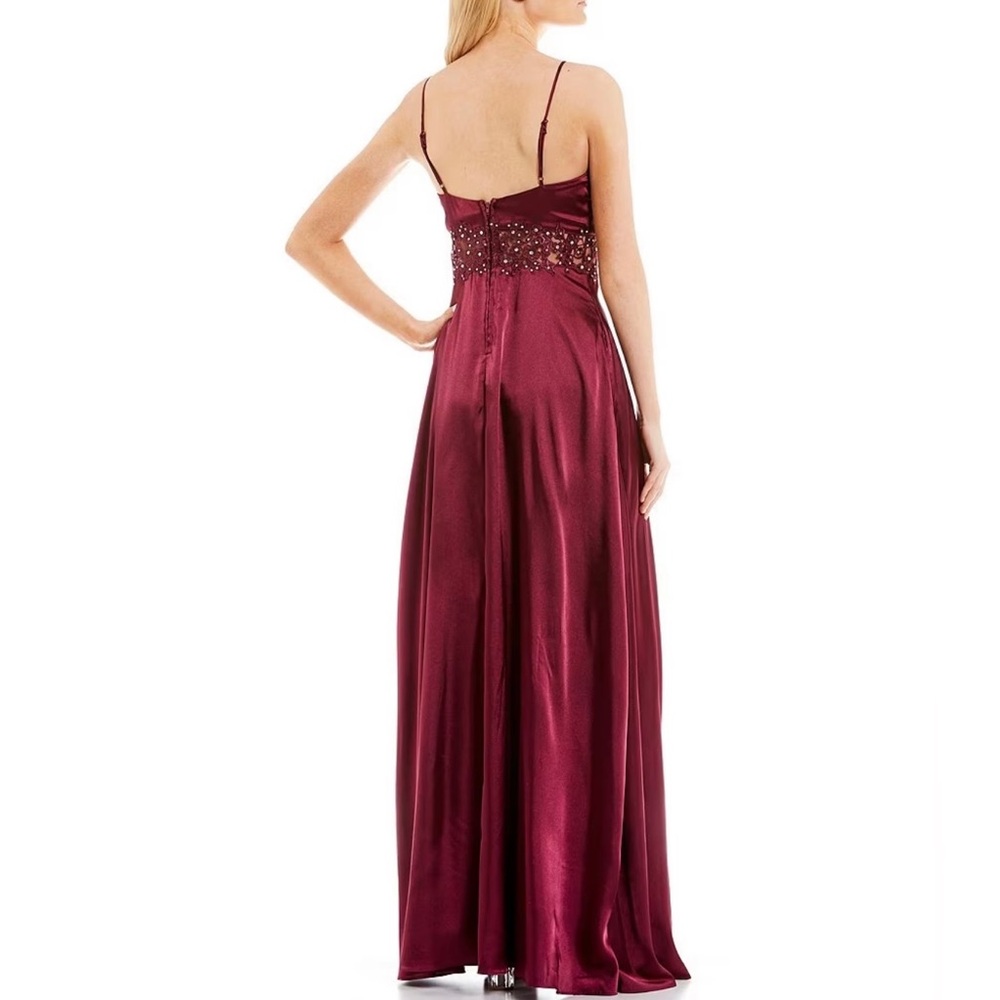 Satin Maxi Illusion Beaded Lace Waist
Dress in Merlot by City Vibe Dillard's NWT - Picture 2 of 7